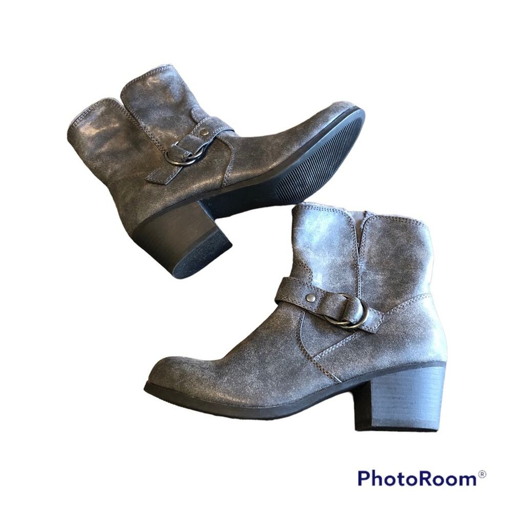 Y2K Sophie17 Faux Leather Fur Lined Boots Women’s 7.5 Western Stacked Heel Warm